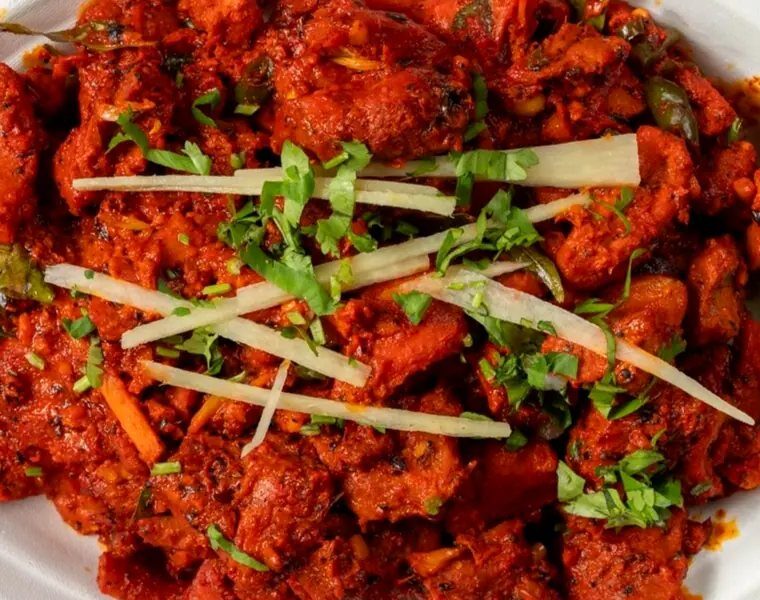 Chicken 65 with green chillies and ginger